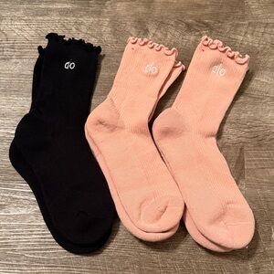 Alo Black and Pink Ruffle Socks 3 pairs